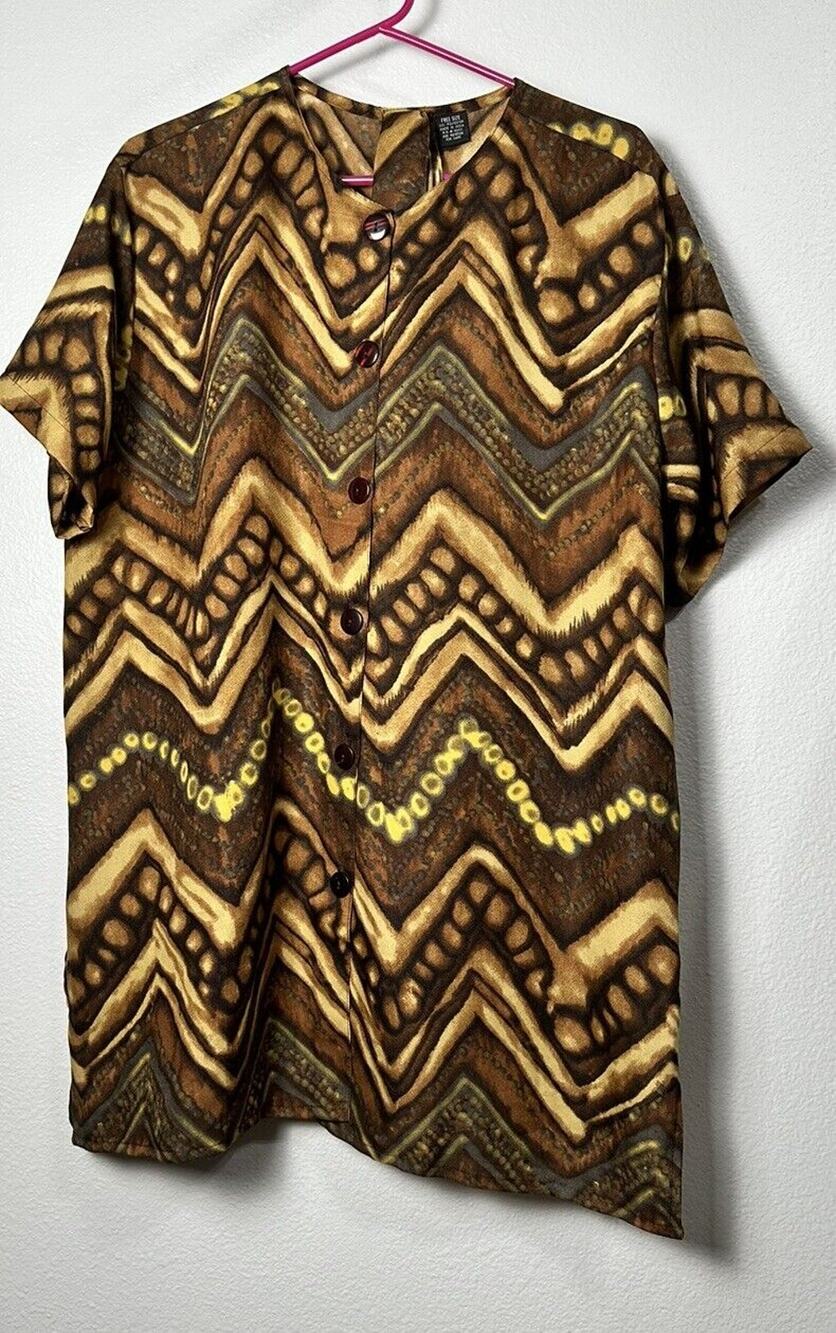 Vintage Fleurs By Elegant Additions Women’s Multicolor Tunic Top Belt Free Size
